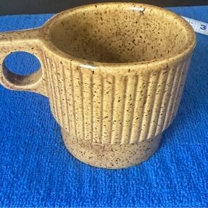 Vintage Monmouth Pottery Brown Coffee Mug - Maple Leaf Stamp Good Condition